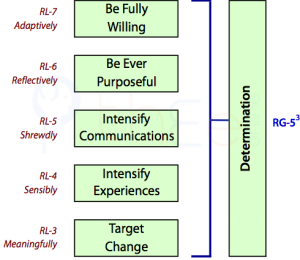 Determination as based in Targetting Change, Intensifying Experiences and Communications, being Purposeful and Willing.