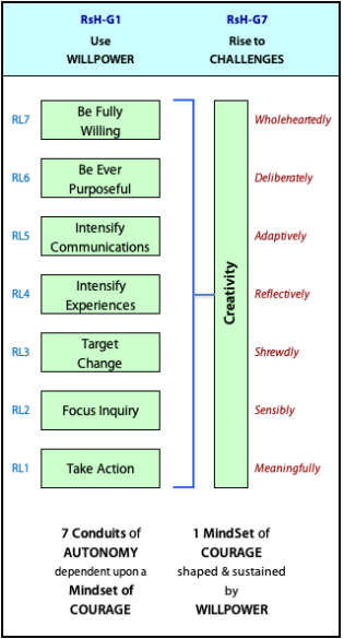 Having the courage to rise to challenges reveals Positivity that includes all 7 levels of the hierarchy of endeavour.