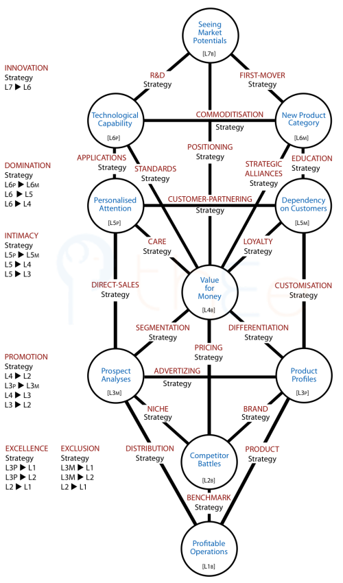 The full picture of marketing strategies using the interacting-for-benefit framework including complex combination marketing strategies.
