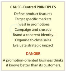 Cause-centred principles for a business and the main danger.