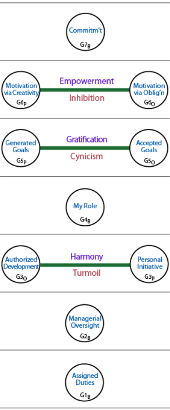 How bipolarcentres at levels 3, 5 and 6 get positively or negatively linked