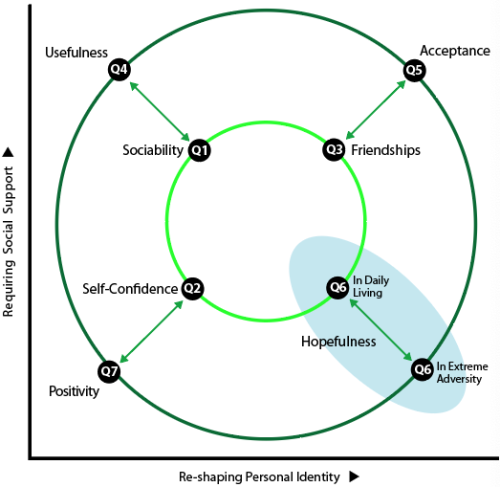 Plot of the arenas of achieving against handling the unexpected (X-axis) and stabilizing the project (Y-axis).